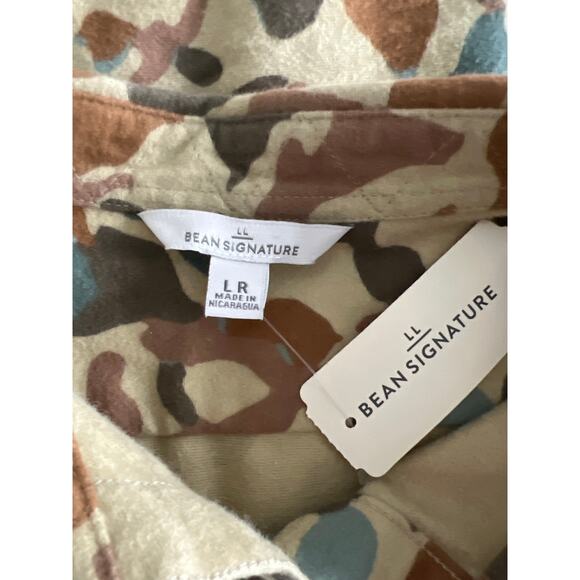 L.L Bean Signature Chamois Tunic Shirt Women's Large Khaki Brown Camo Pocket NWT - Picture 4 of 8